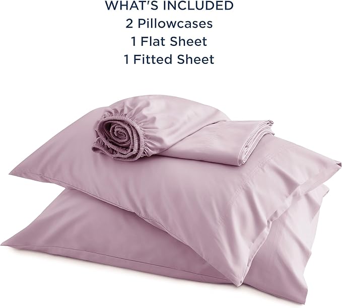 Bedsure King Size Sheets Set, Cooling Sheets for Hot Sleepers, Rayon Derived from Bamboo, Breathable & Soft, Deep Pocket Up to 16 Inches, Hotel Luxury Silky Bedding, Lavender