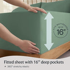 LuxClub 4 PC Queen Sheet Set, Breathable Luxury Bed Sheets, Deep Pockets Wrinkle Free Cooling Sheets Machine Washable Hotel Bedding Silky Soft - Tree Moss Green Queen