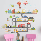 Jungle Animal Wall Stickers Forest Safari Wall Decals Kid Room Nursery Baby Bedroom Décor (Cartoon Animal Traffic)