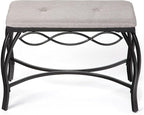 Mango Steam Heather Gray Shoe Bench - Vanity Seat for Makeup Room, Dressing Stool, Entryway Bench - Powder Coated, Upholstered, Space Saving