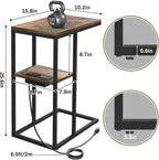 Yoobure LED C Shaped End Table with Charging Station, Small Side Tables for Living Room Bedroom, TV Tray Table with USB Ports and Outlets for Small Spaces, C Table for Couch Sofa, Bed Side Table