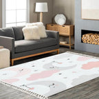 Rug Cute Sky Smiling Sleeping Moon Hearts Stars Clouds Scandinavian Chic Area Rug Washable Hallway Runner Rug Minimalist Home Decor for Living Room Bedroom Nursery Playroom Classroom