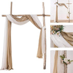 MIULEE Luxury Window Scarf Sheer Voile Elegant Topper Long Valance Solid Treatment Swags Drapes for Window Ceremony Wedding Canopy Bed 54" x 216" Brown 1 Piece