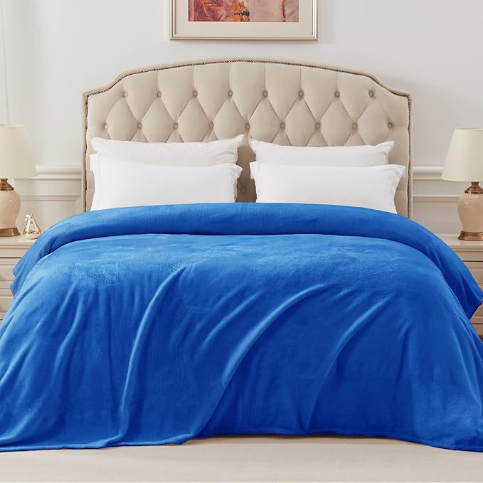 Exclusivo Mezcla Fleece Blanket Twin Size for Bed, Super Soft and Warm, All Season Use, Cozy, Plush, Lightweight, 90x66 Inches, Cobalt Blue