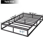 Twin Box Spring 9 Inch High Profile Strong Metal Frame Mattress Foundation, Quiet Noise-Free,Easy Assembly, 3000lbs Max Weight Capacity