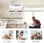 20" Modern White Flush Mount Ceiling Fan with Lights, 6 Wind Speeds, LED, Voice Control, Bedroom, Living Room, Kitchen