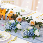 NUPTIO Flower Balls for Wedding Centerpieces - 2 Pcs 9.5 inch Diameter Fake Flower Ball Arrangement Bouquet Party Centerpieces for Tables - Dusty Blue Rose Bouquet Centerpiece Flowers for Table