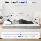 Foldable Mattress Twin 6 inch -Portable White Memory Foam Folding Matress with Washable Cover for Camping Travel Guest Room Home Use-Non-Slip&Easy Storage