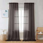 Chyhomenyc Sheer Chocolate Brown Curtains 90 inches Long 2 Panels, Light Filtering Soft Airy Solid Elegant Voile Window Treatment Drapes for Bedroom Living Room Wedding Party Decor, 42 Wx90 L Inches