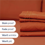 Twin XL Size 3 Piece Sheet Set - Comfy Breathable & Cooling Bed Sheets Set - Hotel Luxury Bedding for Women, Men, Kids, Teens, Boys & Girls - Deep Pockets, Soft, Wrinkle Free - Oeko-Tex - Terracotta