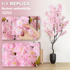 7.2ft Artificial Cherry Blossom Tree for Indoor Decor,Nearly Nature Pink Silk Flowers Fake Tree Tall,Realistic Faux Cherry Plant Wishing Tree Outdoor Front Door Handmade for Office Living Room Decor