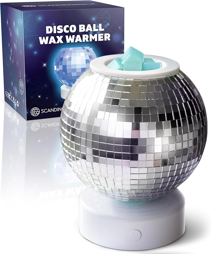 SCANDINORDICA Disco Ball Wax Warmer Rotating with Colors Changing Night Light, Cute Scent Oil Candle Wax Melts Warmer for Home, Disco Candle Warmer Wax Melter | Disco Ball Decor for Home