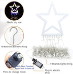 FUNIAO (New) Christmas Lights, Outdoor Christmas Decorations, 320 LED Waterfall String Lights, 8 Light Modes Chrsitmas Lights with 12" Star Tree Topper for Yard, Wedding, Party, New Year (Multicolor)