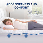 BDEUS Dual Layer 5 Inch Memory Foam Mattress Topper Queen Size, 2 Inch Gel Memory Foam Plus 3 Inch 1450 GSM Down Alternative Quilted Pillow Top Mattress Pad Cover,White