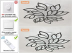 Garwarm Modern Ceiling Light, Dimmable LED Flower Flush Mount Ceiling Lamp, 90W Acrylic Petals Ceiling Chandelier Lighting Fixture with Remote Control for Living Room Bedroom Dining Room (Black)