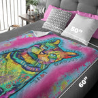 Dawhud Direct Colorful Cat Fleece Blanket for Bed, 50 x 60 inches Dean Russo Cat Fleece Throw Blanket for Women, Men and Kids - Super Soft Plush Cat Blanket Throw Plush Blanket for Cat Lovers