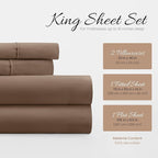 Linen Market Brushed Microfiber King Sheet Set 4 Piece – Oeko-TEX Certified Ultra Soft & Wrinkle-Free - 16" Deep Pocket Sheets - Easy Care King Size - Taupe