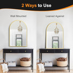 Delma Arched Bathroom Mirror, 24"x36" Wall Mounted Vanity Mirror for Bedroom, Living Room and Entryway, Gold