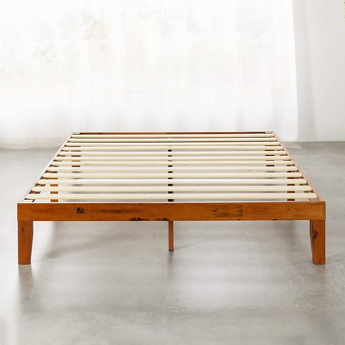 Mellow Naturalista Classic 12-Inch Solid Wood Platform Bed | Wooden Slats, No Box Spring Needed, Easy Assembly | King, Cherry