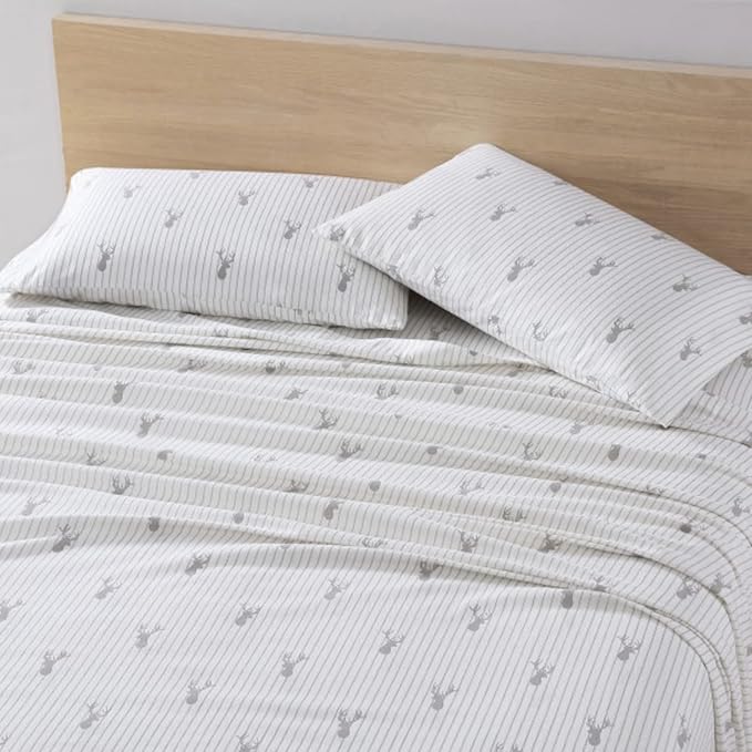 Eddie Bauer - Full Sheets, Cotton Flannel Bedding Set, Brushed For Extra Softness, Cozy Home Decor (Deer Lodge, Full)