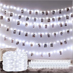Decute 100 LED 50 Photo Clips String Lights Holder 33FT Starry Fairy Lights for Hanging Pictures Cards Memos USB Powered with Switch Perfect for Bedroom Wedding Dorm Christmas Decor (Cool White)