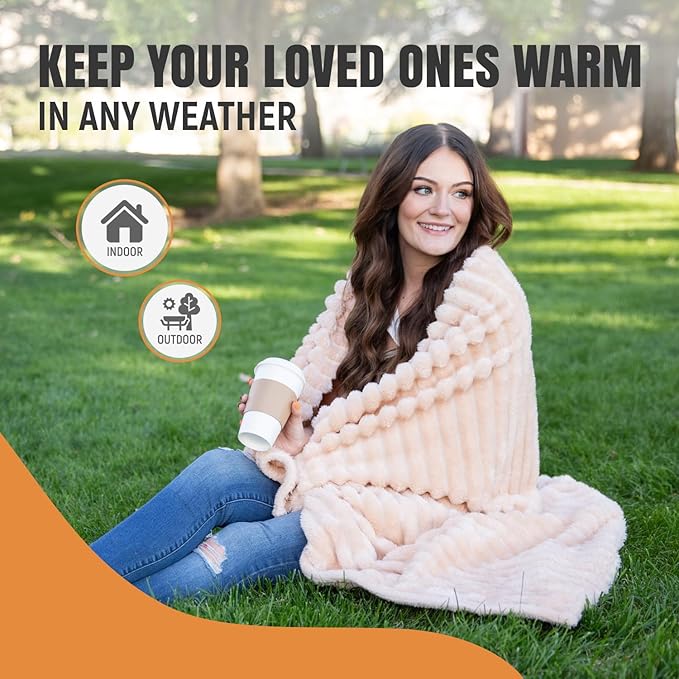 GO Premium Comfy Soft Queen Blanket - Beige Fleece Blanket for Couch, Bed - Living Room, Bedroom, Home Decor - 90x90 Inches