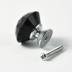 12pcs Diamond Shape Crystal Glass 30mm Drawer Knob Pull Handle Usd for Cabinet, Drawer (Black)