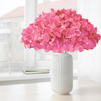 Hydrangea Artificial Flowers, 20 Pcs Hot Pink Hydrangea Artificial Flowers Bulk, Faux Hydrangea Flowers For Outdoor, Fake Silk Fuchsia Hydrangea Flowers With Stems For Wedding Decoration Decor