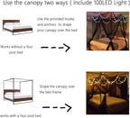 Comtelek Bed Canopy with LED Star Lights, Canopy Bed Curtain with RGB Color Changing String Lights with Smart App Control Remote for Princess Girls Bedroom, Suggested for Twin Full Queen King Bed