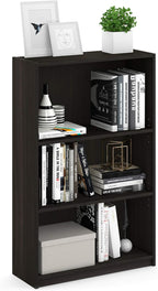 Furinno JAYA Book Shelf, 3-Tier Bookshelf, Bookcase with Adjustable Shelves, 9.5 x 24.5 x 40.3, for Living Room, Bedroom, Home Office, Espresso