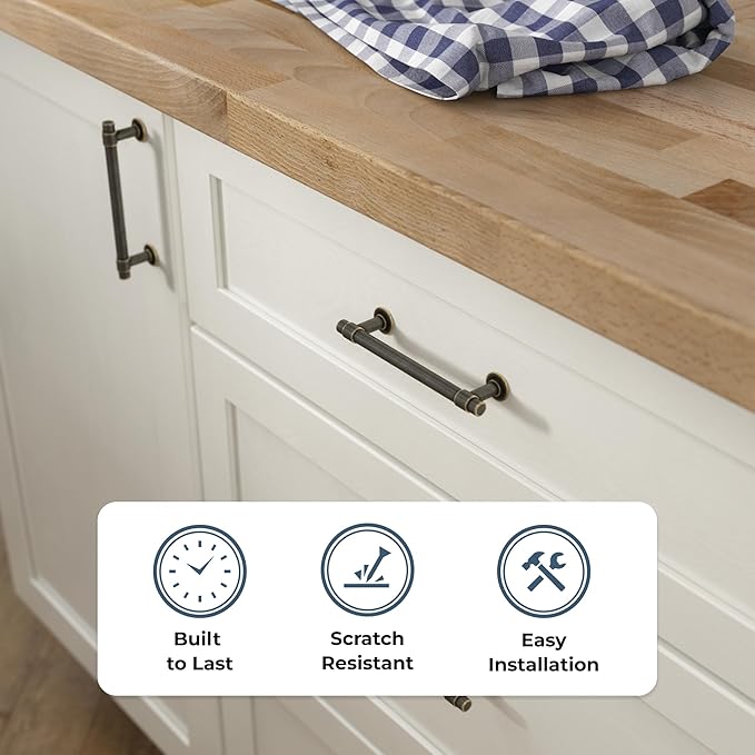 Franklin Brass - Francisco Warm Chestnut Cabinet Handles 4 Inch (4") Hole Center Pulls | Easy Install, Durable Hardware for Kitchen Cabinet Door, Drawers, Dresser Pull, Furniture (10 Pack)