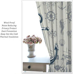 Nautical Anchor Curtains, Vintage Sailboat Ocean Coastal Lighthouse Window Drapes, Navy Blue Coral Shell Seahorse Beach Print Blackout Window Treatments for Living Room Bedroom 72x63in