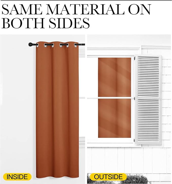 NICETOWN Window Curtains Blackout Drapes, Thermal Insulated Christmas Decorative Blackout Curtains/Draperies for Laundry Room (One Pair, 34 by 45-inch, Burnt Orange)