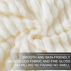 Richave Cuddly Blanket King Size,Premium Lightweight Anti-Static Fluffy Fleece Blanket with Striped Pattern for King Calking Bed, 90x108 Inches,Cream