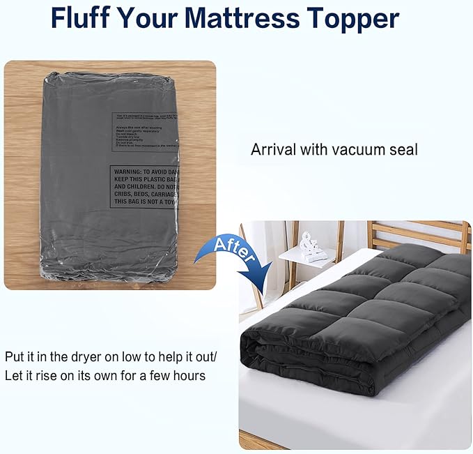 SOPAT Mattress Topper Cal King Size Extra Thick Mattress Pad 8-21" Deep Pocket Soft Down Alternative Fill Mattress Protector Pillow Top Mattress Cover (72x84 Inches, Dark Grey)