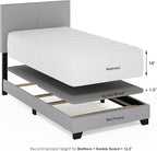 Furinno Pessac Fabric Upholstered Bed Frame with Wooden Slat Support, Twin, Glacier