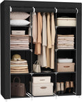 SONGMICS Portable Closet, Clothes Storage Organizer with 10 Shelves, 1 Clothes Hanging Rail, Non-Woven Fabric Closet, Metal Frame, 51 x 17.7 x 66.1 Inches, Black URYG93BK