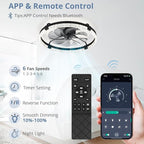 LEDIARY 24 Inch Ceiling Fans with Lights and Remote, Modern Dimmable Low Profile Ceiling Fan, Black Flush Mount Ceiling Fan with 3 CCT and 6 Speeds
