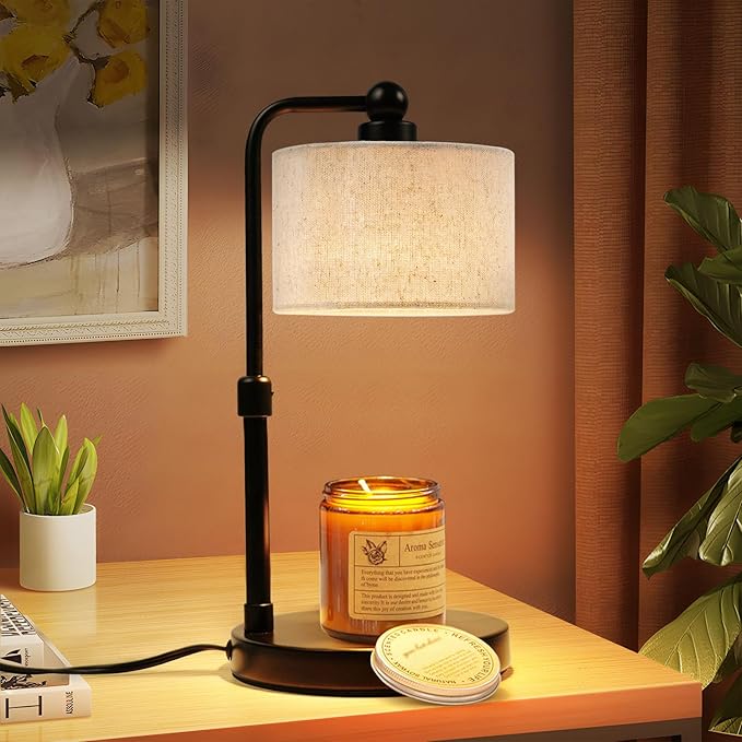 Candle Warmer Lamp with Timer,Dimmable Candle Wax Warmer, Height Adjustable Electric Candle Lamp Warmer with 2 Bulbs, Birthday Gifts for Women Mom House Warming,Vintage Home Decor for Bedroom