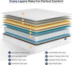 Vesgantti 8 Inch Multilayer Hybrid Twin XL Mattress - Multiple Sizes & Styles Available, Ergonomic Design with Memory Foam and Pocket Spring, Medium Firm Feel, White