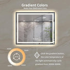 Bathroom Mirror Frame, 48x40 Inch Black Framed Gradient Front and Backlit LED Bathroom Mirror, 3 Colors Dimmable CRI>90, IP54 Enhanced Anti-Fog Wall Mounted LED Mirror
