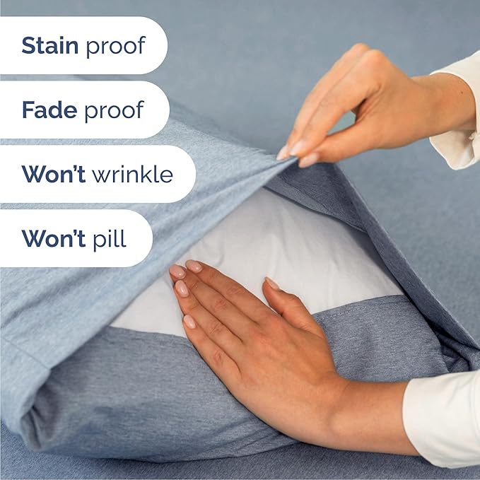 Cal King Sheet Set 6 Piece - Bed Sheets California King Size - Soft Hotel Luxury Bedding - Cooling, Comfy & Breathable - 1 Flat 1 Fitted & 4 Pillowcases w/ Deep Pockets - Wrinkle Free - Heathered Blue
