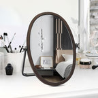 Generic Vanity Table Makeup Mirror-Desk Small Standing Vintage Mirrors 360° Adjustable Rotation, Bronze Wood Framed for Dressing Table,Bedroom, Bathroom,Tabletop,Antique,Desktop 11.8'' x 7.8''