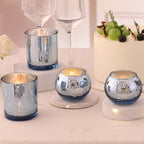 20 Pcs Assorted Blue Votive Candle Holders, Larger Size Mercury Glass Candle Holder Bulk, Glass Tea Light Candle Holders for Wedding Decorations, Blue Centerpieces for Tables, Baby Shower