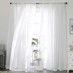 OWENIE Sheer White Curtains, Sheer Curtains 96 inches Long 2 Panels Set, Rod Pocket Voile Fimly Sheer Drapes for Living Room/Bedroom, 2pcs, Each 59" W x 96" L