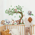 Jungle Animal Wall Stickers Forest Safari Wall Decals Kid Room Nursery Baby Bedroom Décor (Happy Animal Bending Tree)