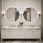 WallBeyond LED Bathroom Mirror with Lights, 28'' Wavy Round Light Up Bathroom Mirror, Anti Fog Led Mirror for Bathroom, 3 Colors and Dimmable Light