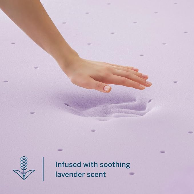 LUCID 4 Inch Lavender Infused Memory Foam Mattress Topper, Twin Size – Ventilated Design – Pressure Relieving Bed Topper - Mattress Pad – CertiPur Certified