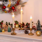 Gold Taper Candle Holders Vintage: Small Candlestick Holders Metal Candle Sticks Holder Decor Antique Decoration for Dinning Table Mantel Wedding Centerpieces Christmas Party Set of 2