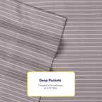Queen Sheets Pinstripe Gray - 6 Piece 1500 Supreme Collection Fine Brushed Microfiber Deep Pocket Queen Sheet Set Bedding - 2 Extra Pillow Cases, Great Value, Queen, Pinstripe Gray